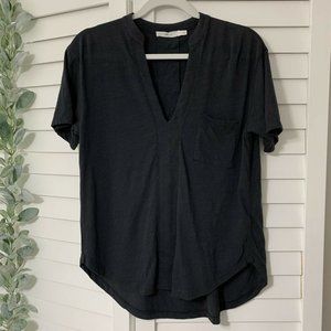 100% Cotton Charcoal V-Neck Tshirt W/ Front Pocket